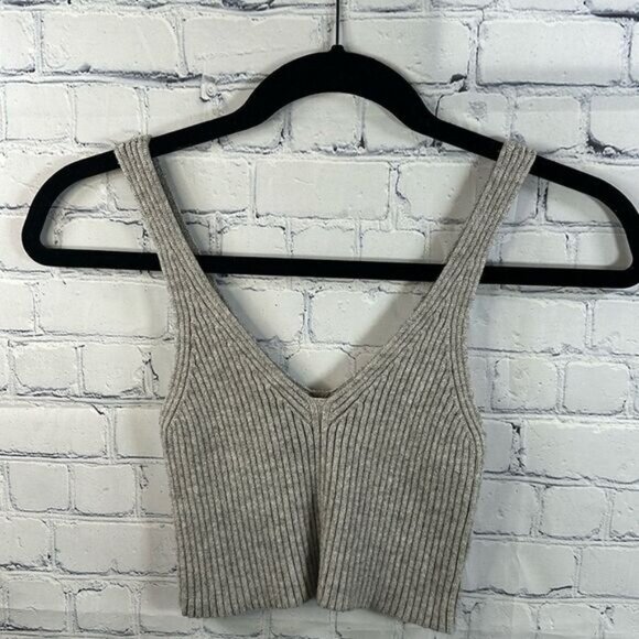 🍬 Cotton Candy LA Gray Ribbed Crop Tank - Size Small - Picture 1 of 3